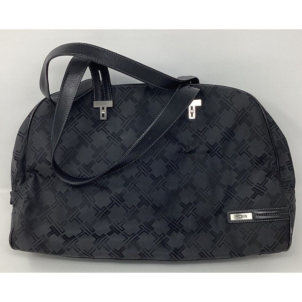 Tumi The Signature Collection Shoulder Bag Tote Black Monogram Travel Purse